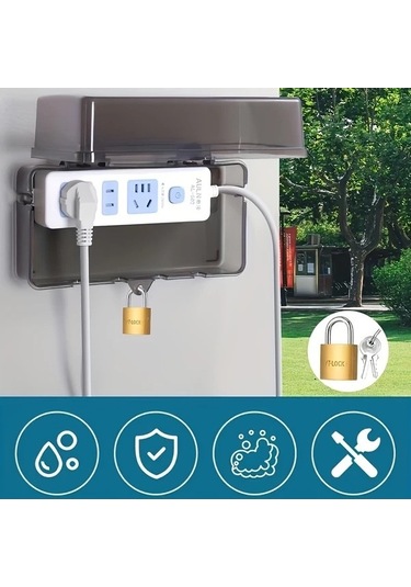 Fastbuy Siyah Deliksiz Su Gecirmez Batarvasiz Dis Mekan Duvar Montajli Elektrik Kablo Yönetimli Kutusu