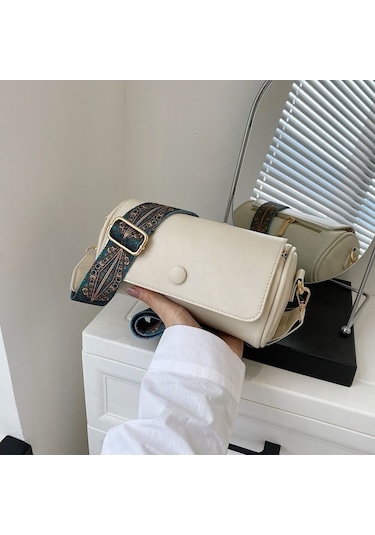 Novahub Siyah Retro Küçük Kadın Çantası, 20x11x11cm, Geniş Bant Tek Omuz Askılı, Yeni Moda Bahar Çanta, Popüler Silindir Tasarım Siyah