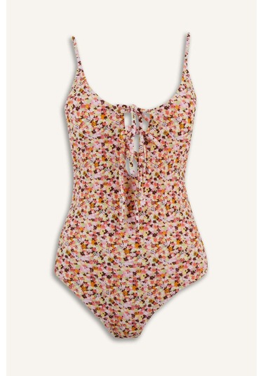 Defacto Regular Fit Çiçekli Bürümcük Askılı Mayo-fall İn Love E5208ax25smrd194 Kırmızı