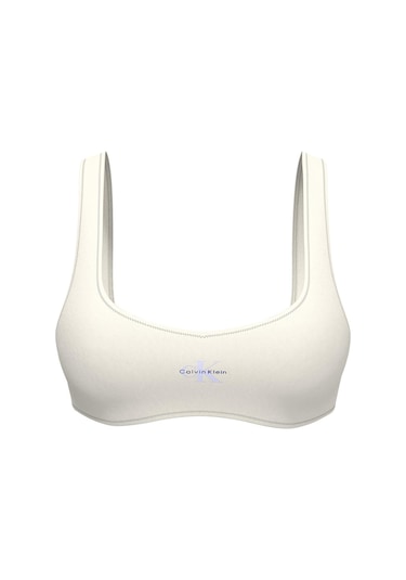Calvin Klein Kadın Beyaz Logo Detaylı Bralet Bikini Üstü-13575 Beyaz