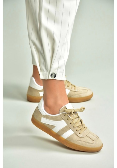 Fox Shoes U652861402 Bej Süet Kadın Spor Ayakkabı Sneakers Bej-süet