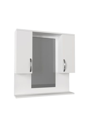 Dekorister Tiger Aynalı Banyo Etajer Beyaz Çok Renkli