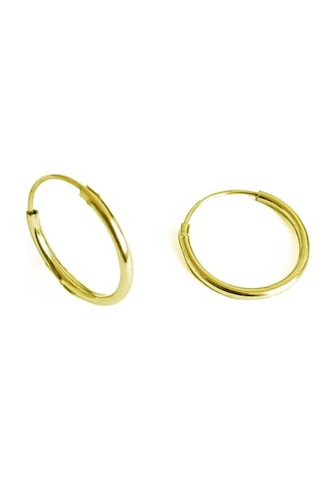 Tel İşçiliği Yuvarlak Gümüş Küpe - Gold Renk Gümüş