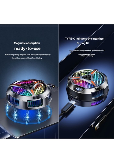 Vkemall X42 Manyetik Yarı İletken Soğutucu - Büyük Alanlı Led Ekranlı Hızlı Soğutma Siyah