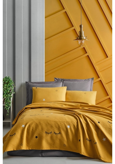 Doğal Pike Baskılı Mega King 230x260cm Dide Sarı Sarı