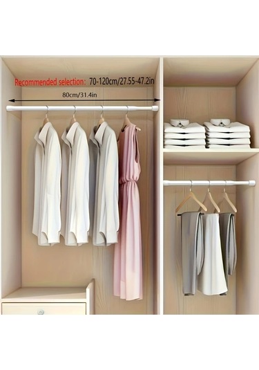 Hightower Siyah 40-70cm Kolay Kurulum Deliksiz Teleskopik Çubuk - Güçlü Yay Siyah