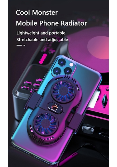Çift Fanlı Telefon Radyatörü Telefon Tutucu Soğutma Pedi Gamepad Denetleyici Isı Emici