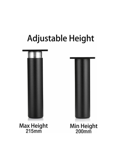 Novahub Yedek Mobilya Ayakları Seti - Siyah Ayarlanabilir Metal Masa Ayakları 20cm Kanepe Dolapları Yatak İçin Vidalar İle -