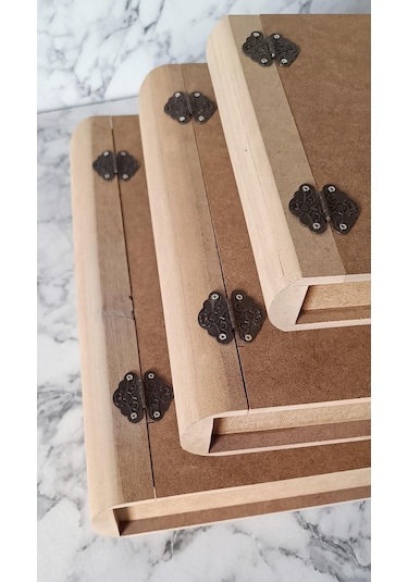 Hobi Adn Kitap Kutu 3'lü Set Ahşap Mdf Ham Ankara Siteler Ürünü El Yapım