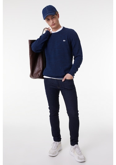 Lee Regular Fit Normal Kesim Bisiklet Yaka Indigo Erkek Triko Kazak L212149315 İndigo