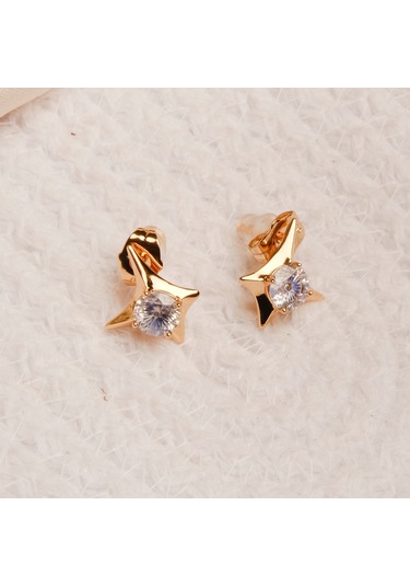 Lekka Design Kadın Kararmaz Çelik Takı Lüks Mavi Taşlı Stil Küpe