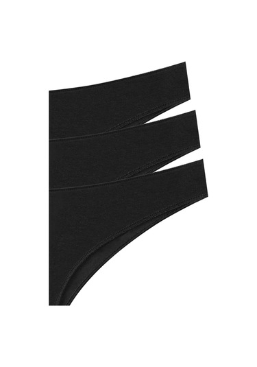 New Lilla 10030 Brazil String İz Yapmaz 3'lü Kadın Külot Siyah