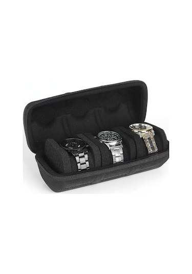 Vkemall Siyah 3 Konumlu Su Geçirmez, Basınç Ve Aşınmaya Dayanıklı Eva Saat Saklama Çantası