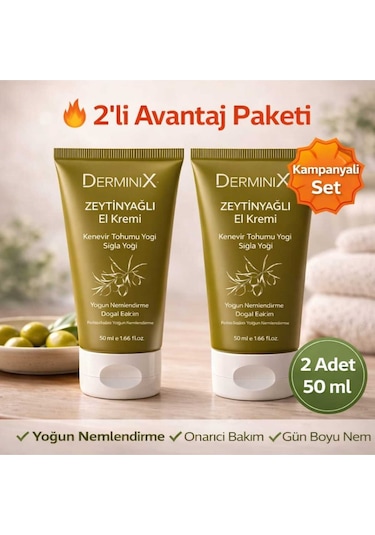 Zeytinyağlı El Kremi 2'li 50 Ml Yoğun Nemlendirici Avantajlı Set