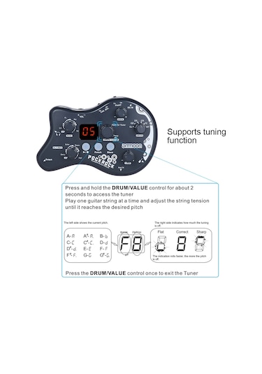 Ammoon Pockrock Portatif Gitar Çoklu Efektler İşlemci Efekt Gri