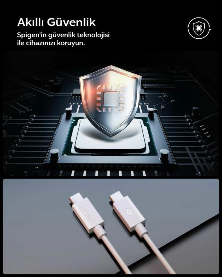 Spigen Usb-c To Usb-c 1 Metre Kablo 60w Güç / Pps 2.0 Super Hızlı Şarj / 480 Mbps Data Aktarım Hızı Type-c Ekstra Dayanıklı White