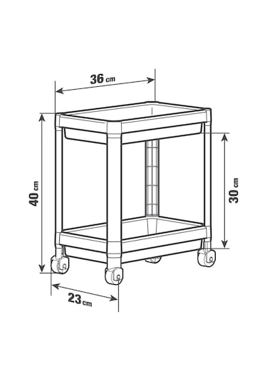 Maja 2 Adet 2 Katlı Siyah Tekerlekli Düzenleyici Mutfak Rafı Bany Siyah