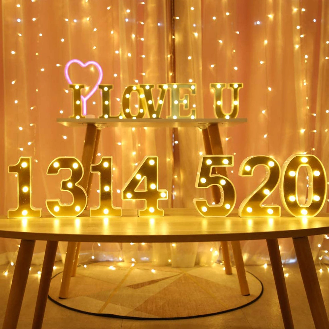 Youmex Altın Renkli M Harfi Led Dekoratif Işık, Proposal, Parti, Doğum Günü İçin Dekorasyon Aydınlatması Pil İçermez Diğer