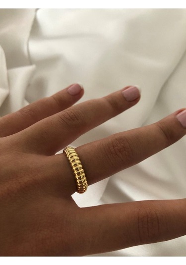 Kadın Altın Renk Vintage Burgu  Yüzük Çok Renkli