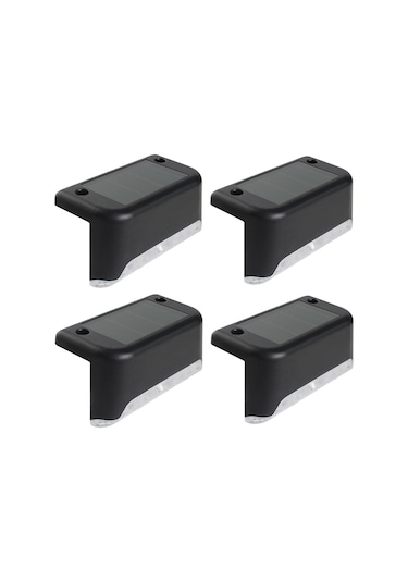 Yaozixa 4 Adet Beyaz Işık Güneş Enerjili Basamak Lambası - Akıllı Işık Kontrolü, Ip65 Su Geçirmez, Dış Mekan Bahçe Duvar Lambası Siyah