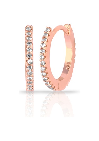 Azuris 925 Ayar Gümüş 1 Cm Taşli Halka Küpe