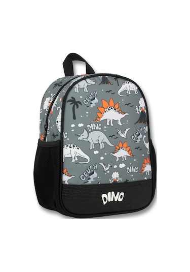 Famebag-ümit Çanta Siyah Gri Dinazor Anaokulu Çantası 3'lü Set