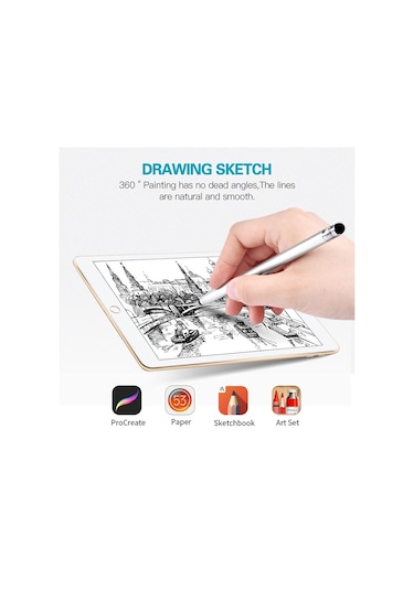 Manyetik Kapaklı Evrensel İki Uçlu Kauçuk Uçlar Kapasitif Stylus Kalem Mavi