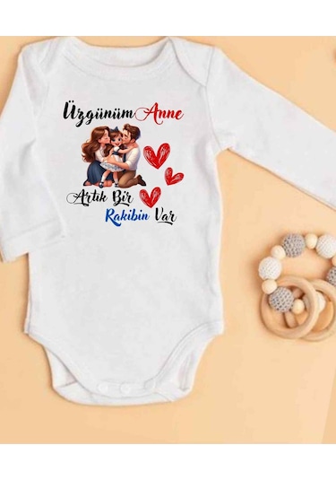 Lupi İsimli Zıbın Yazılı Bebek Zıbın Kum-altın Beyaz