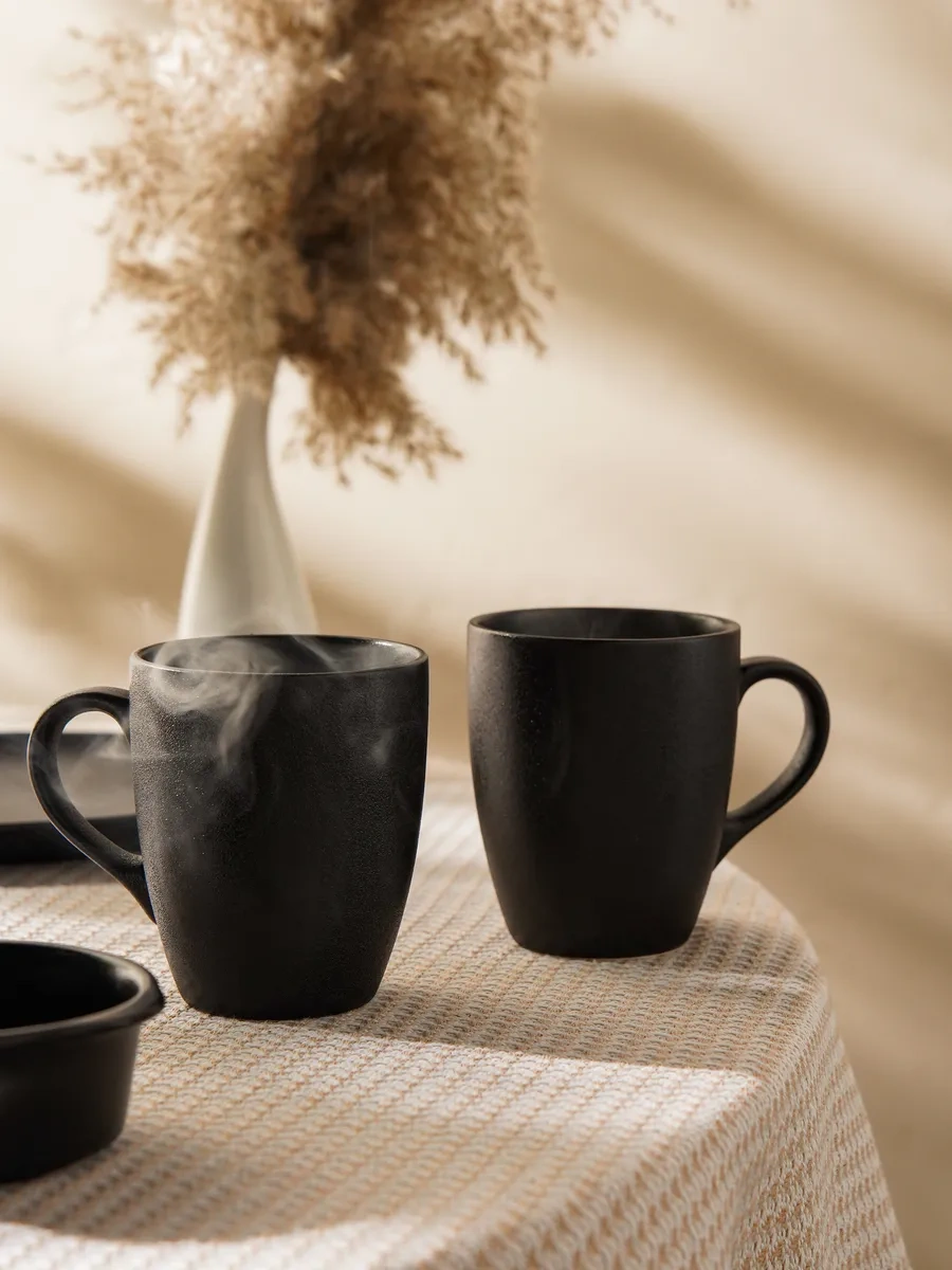 Magistro Çay Ve Kahve İçin 2 Adet Porselen "carbon" Kupa 380 Ml 165388785 Siyah