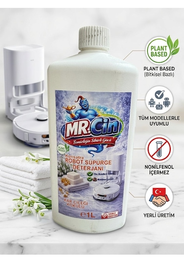 Mr.cin Robot Süpürge Deterjanı Karçiçeği Kokulu 1 Litre Tekli