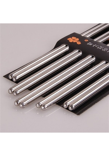Metal Chopstick 5'li Paslanmaz Çelik Çin Çubuğu Siyah
