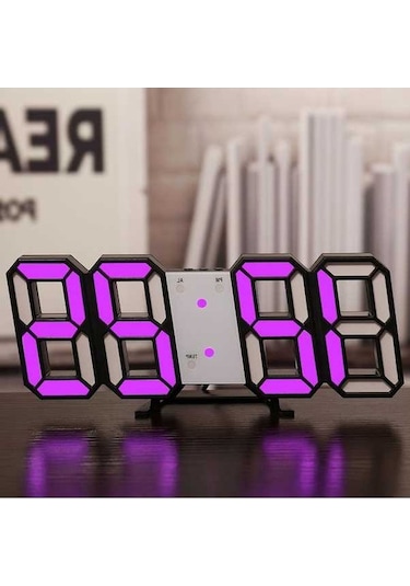 Ganzhoushop Zilinn Yatak Versiyon-10 Saati Saat Saat Renki Pembe-normal Oturma Odası Odası Odası Masaüstü Led Duvar Dijital Dijital Dekorasyonu Çok Çalışma Basit 3d Qb Çok Renki
