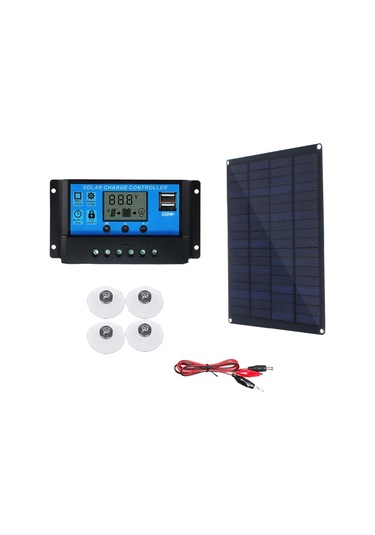 Konesam 10w Tekkristal Silisyum Güneş Paneli + 10a Akıllı Kontrolcü, Usb Cihaz Şarjı, Kamp Ve Acil Durumlar İçin Taşınabilir Koruma Sistemi Diğer