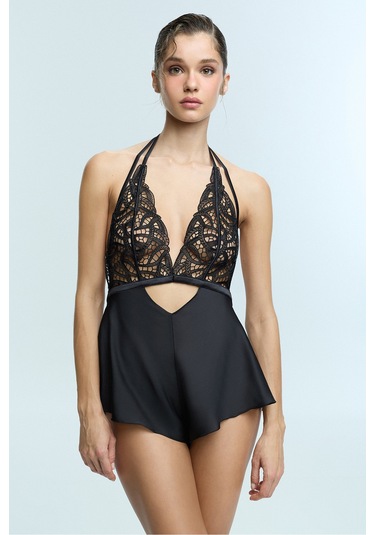 Penti Siyah Ember Teddy Tulum