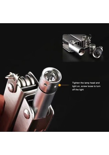 Yifomall Çok Fonksiyonlu Alaşım Çelik Cep Çakısı, Led Işıklı Outdoor Hayatta Kalma Aracı