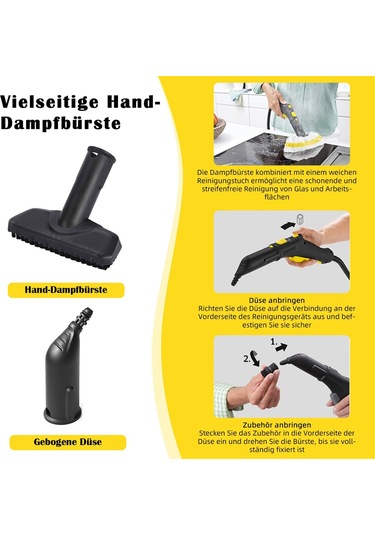 Xurunkeji Karcher Buharlı Temizleyiciler Sc1, Sc2, Sc3, Sc4, Sc5 İçin 10 Parçalı Aksesuar Seti - Nozullar, Fırçalar Ve Bezler Dahil