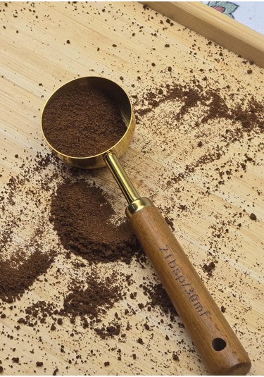 Ahşap Saplı Gold Ölçü Kaşığı Takımı - 2'li Kahve Ölçüm Kaşığı - 30 + 60 Ml Ahşap