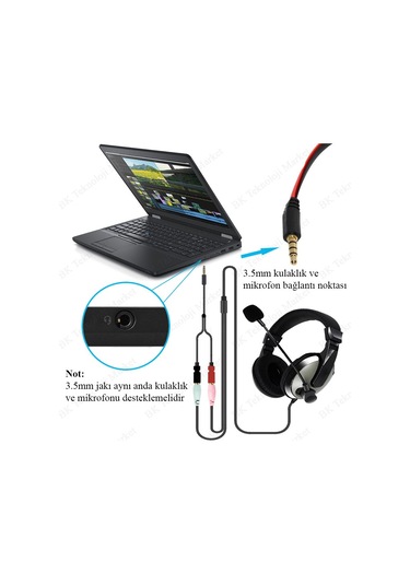 3.5Mm Bilgisayar / Cep Telefonu Kulaklık Mikrofon Ayırıcı Kablo