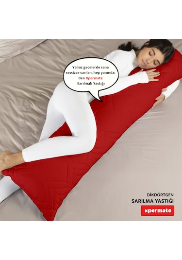 Xpermate Sarılma Yastığı, Bacak Arası Yastığı Dikdörtgen Kırmızı