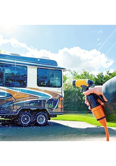 Motion003 1 Takım Taşınabilir Karavan Su Hortumu Nozul Seti 12v Araç Yıkama Tabancası Eğlence Araçları Portatif Temizleyici