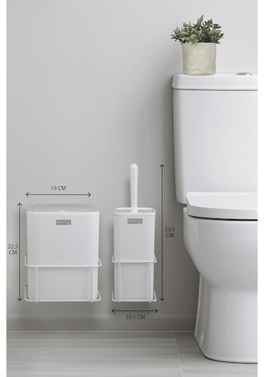 Okyanus Home Beyaz Eko Magic Askılı Kare Mina 2'li Wc Kova Ve Fırça Seti Beyaz
