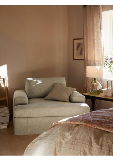 Mode Siesta Kuş Tüyü Berjer 01 Kırık Beyaz Keten Kumaş İşbir Süng Kırık Beyaz