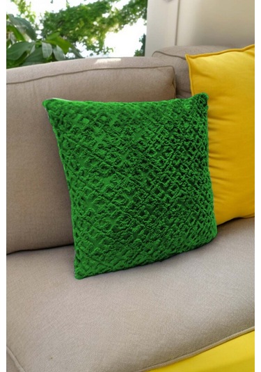 Bohem Dekoratif Yastık Kılıfı Kırlent Kılıfı 43x43 Cm Yeşil Otantik Desen Yeşil