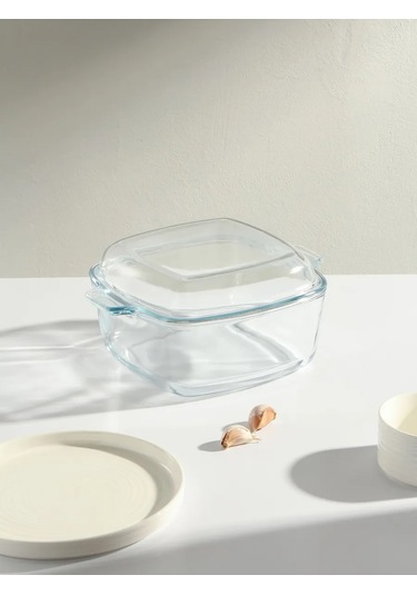 Daniks Kapaklı Fırın Kabı, 21x21 Cm, Cam 176885772 Şeffaf