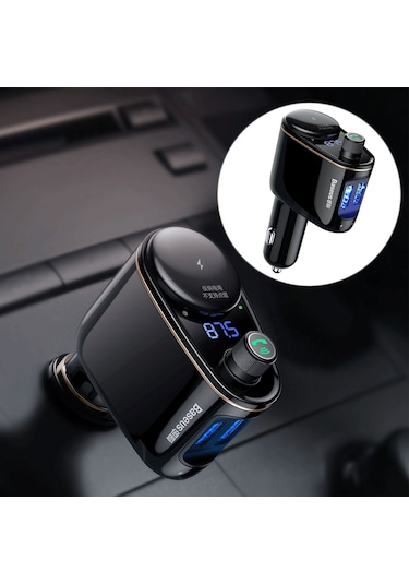 Baseus Araba Kablosuz Bluetooth V4.2 Fm Verici Mp3 Çalar 3.4a Çift Usb Araç Şarj Cihazı, U-disk Ve Eller Serbest Arama Desteği Siyah