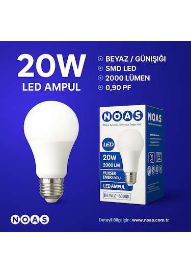 Noas 20w Led Ampul Beyaz