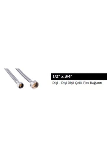 Çelik Flex Bağlantı, 1/2"-3/4", 30 Cm, Dişi Dişi Dişli 1