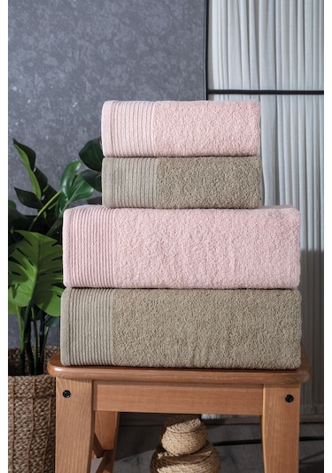 Gala 4'lü Banyo Havlusu Havlu Takımı Havlu Havlu Seti I Hamam Set I Çeyiz Havlusu Kahverengi