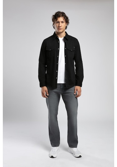 Lee Cooper Worner 1 Erkek %100 Pamuk Jean Gömlek-19642 Siyah