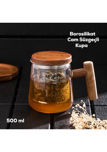 Perotti 17564 Herby Borosilikat Cam Bitki Çayı Demliği 500ml Şeffaf